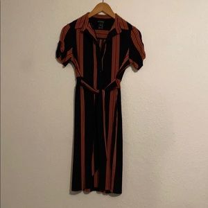 Vintage style striped secretary dress black wine